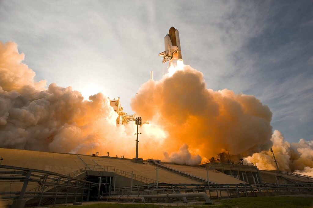 space shuttle, rocket, lift-off